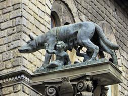 stone sculpture of a dog