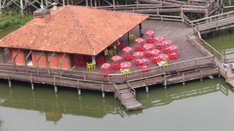 Colorful chairs and tables