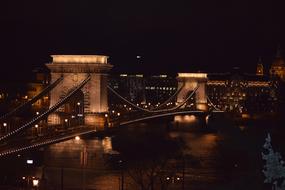 view of the long bridge at night