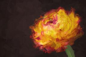 painting flower yellow red