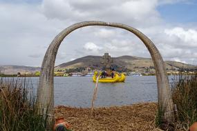 wooden arch by the lake