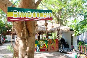 wooden multicolored sign