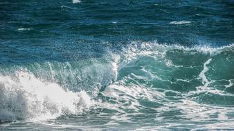 blue waves with foam in the ocean