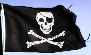 black flag with a pirate skull