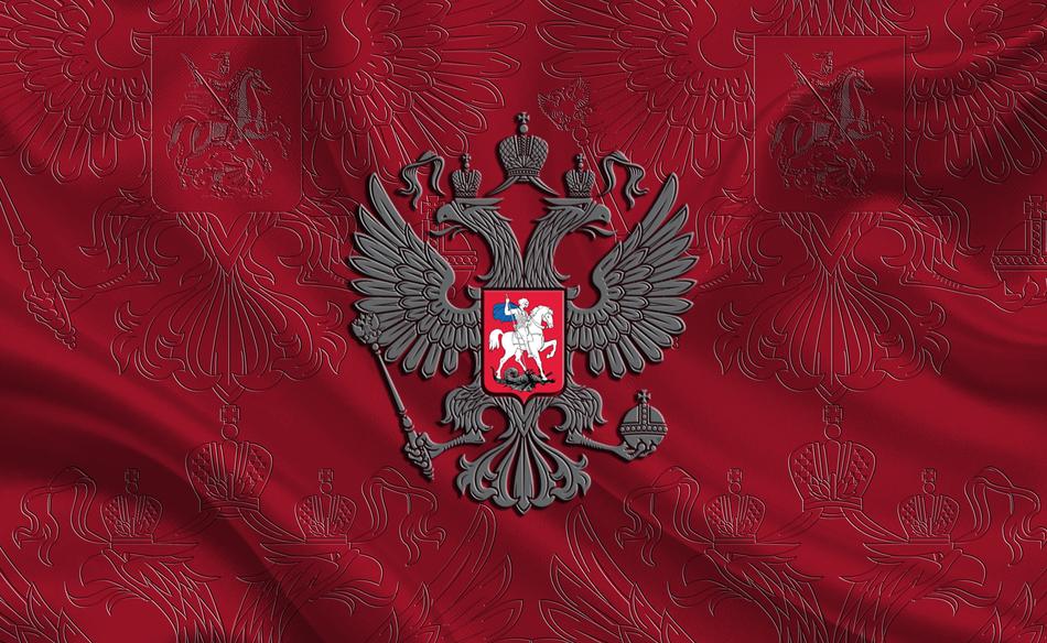 emblem on a red background