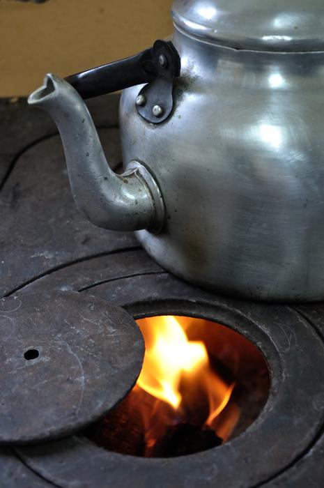vintage kettle on Kitchen stove