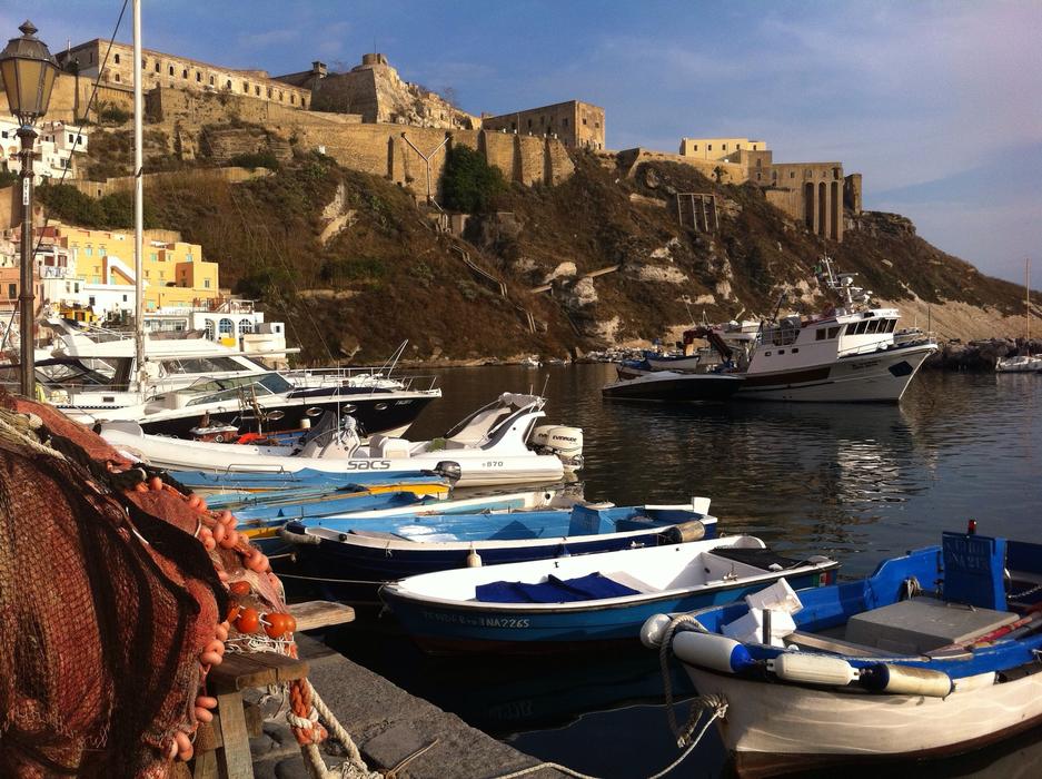 Boats in scenic bay, italy, Procida