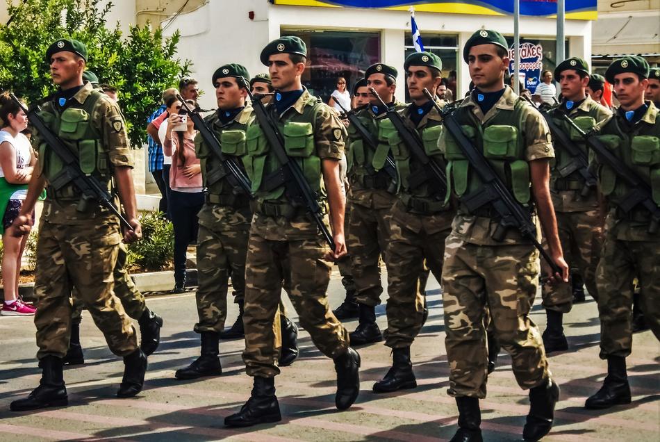 greek Soldiers on Parade in city