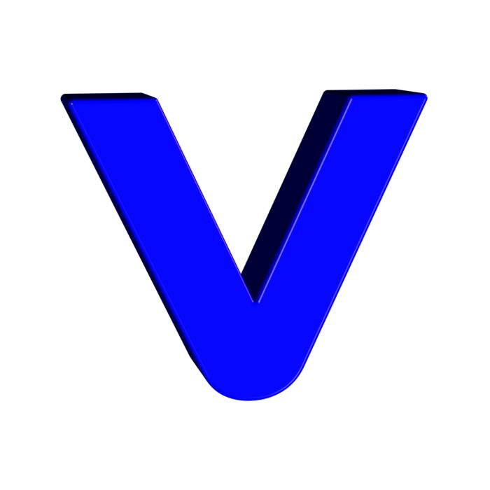 blue v letter alphabet