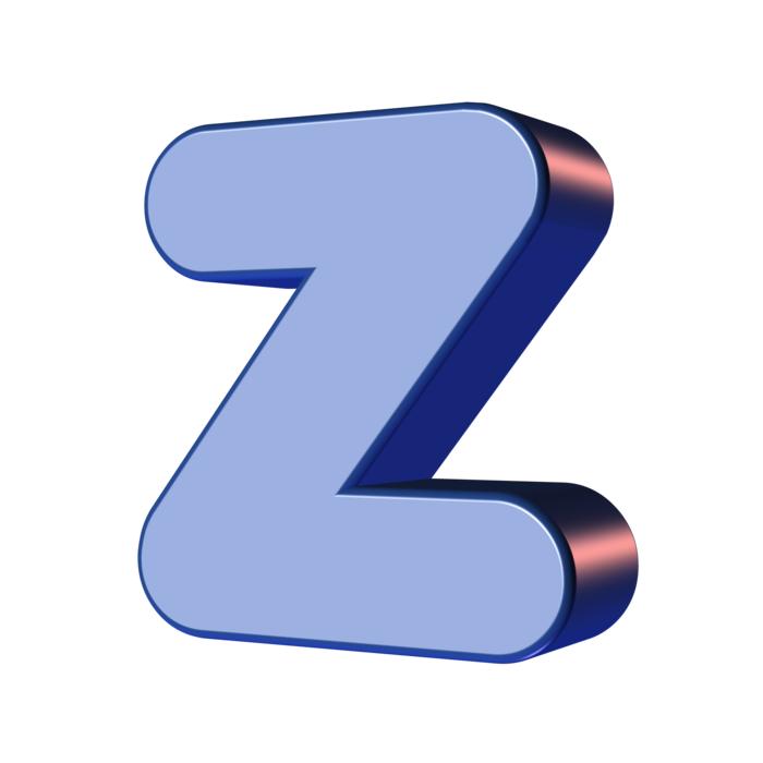 z, blue 3d alphabet letter drawing