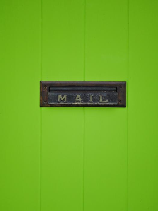 vintage Mail Slot in green Door