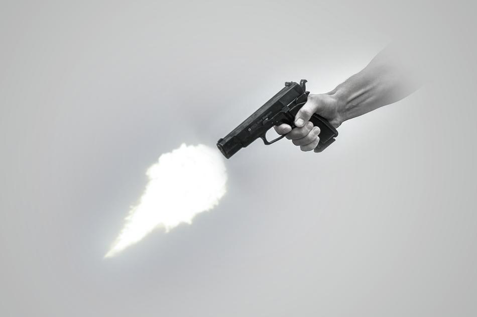 dangerous shot from a weapon in your hand
