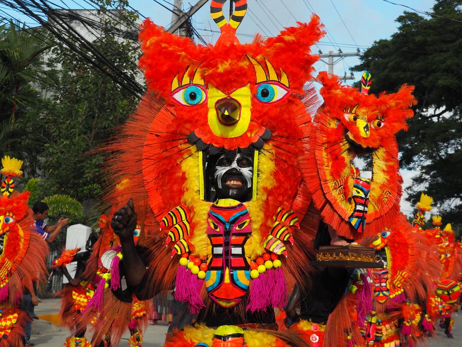 fantasy birds, people in carnival costumes, Mardi Gras Festival, Philippines