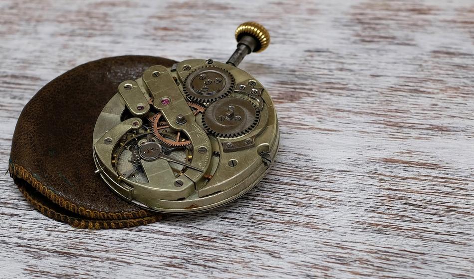 mechanical clock on the table