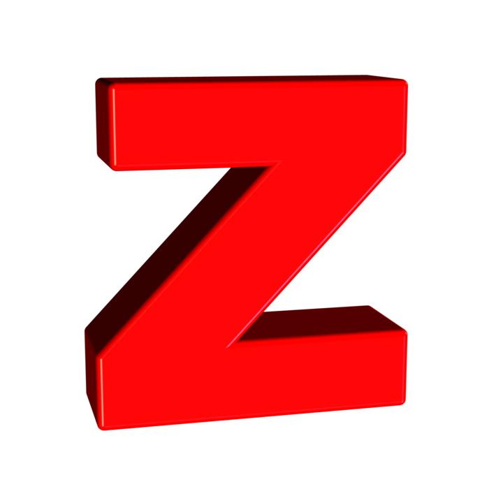 z, red alphabet letter, 3d character