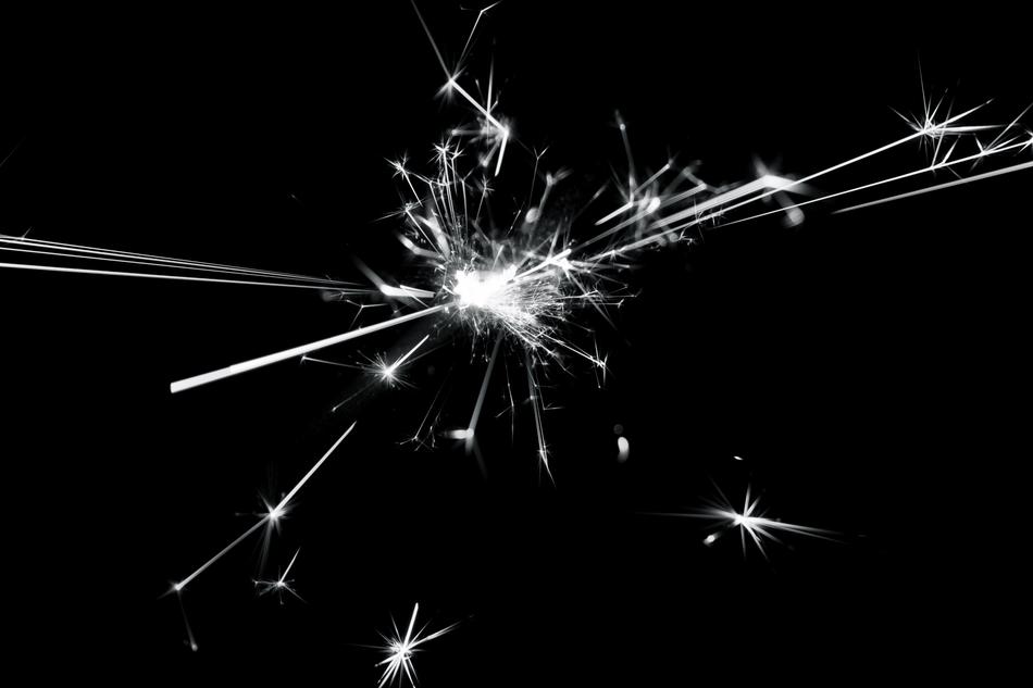Exploding Sparkler, black and white