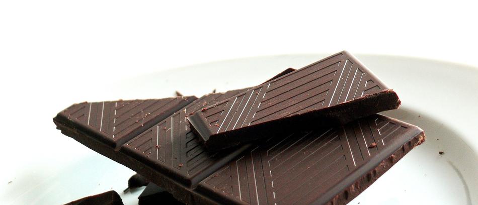 Broken chocolate on a plate