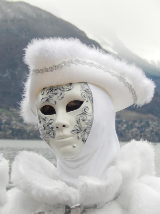 carnival white mask with costume