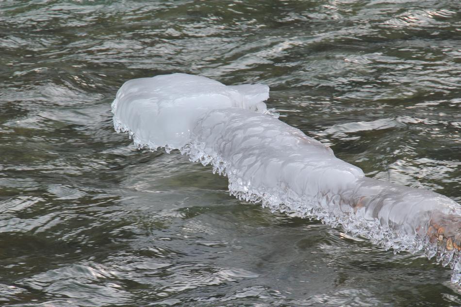 large ice floe on the river
