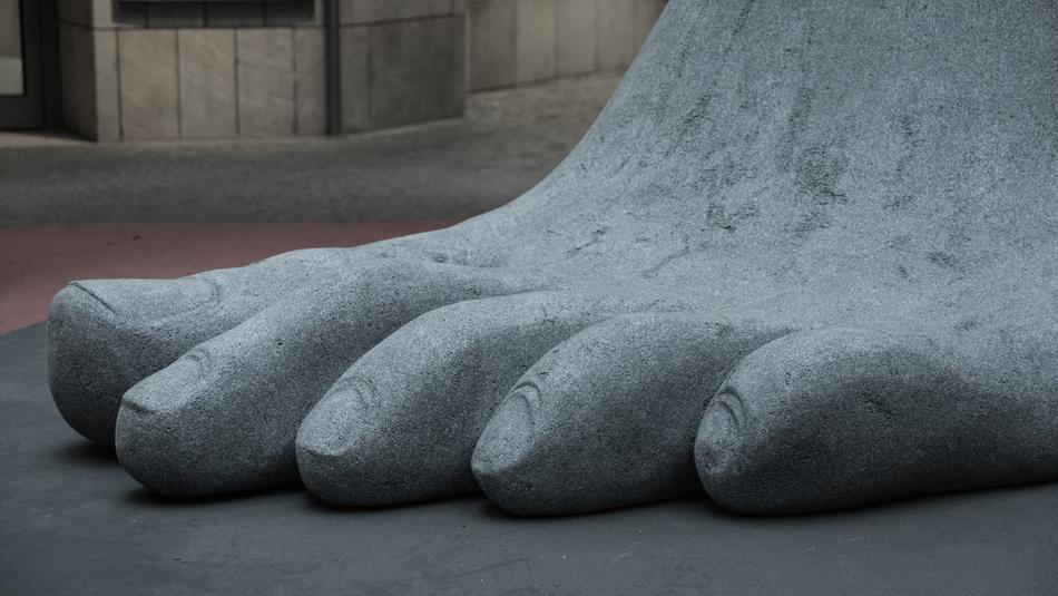 stone sculpture of a foot