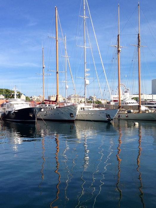 boats on the pier at sea