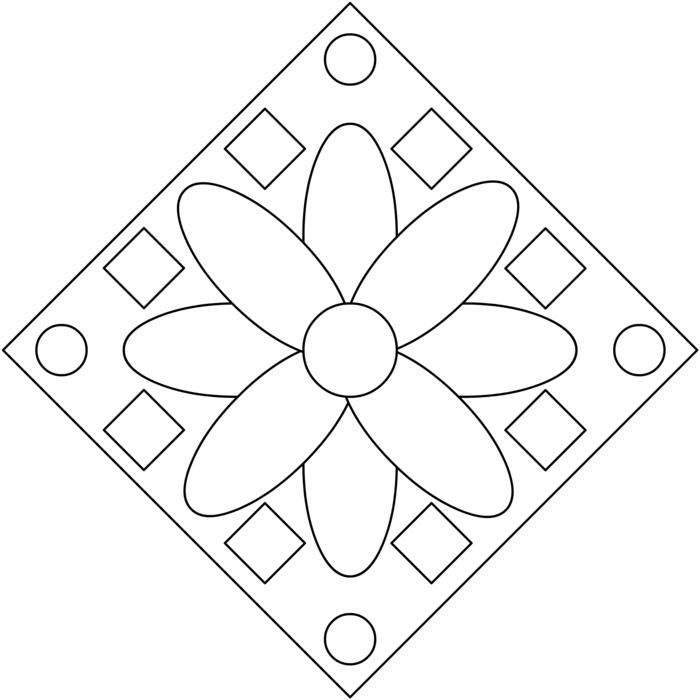 drawing coloring flower mosaic