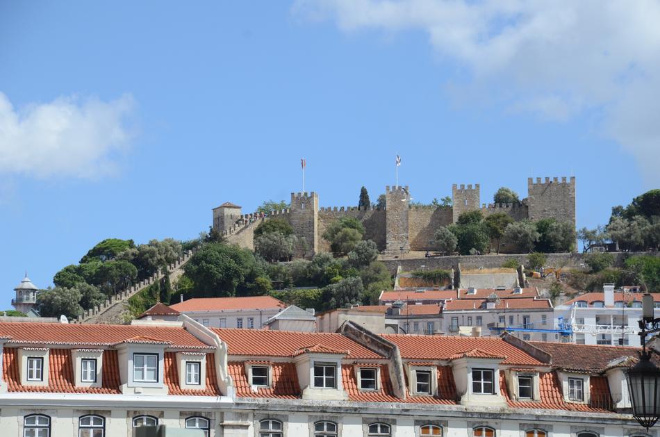 small houses with castle landscape