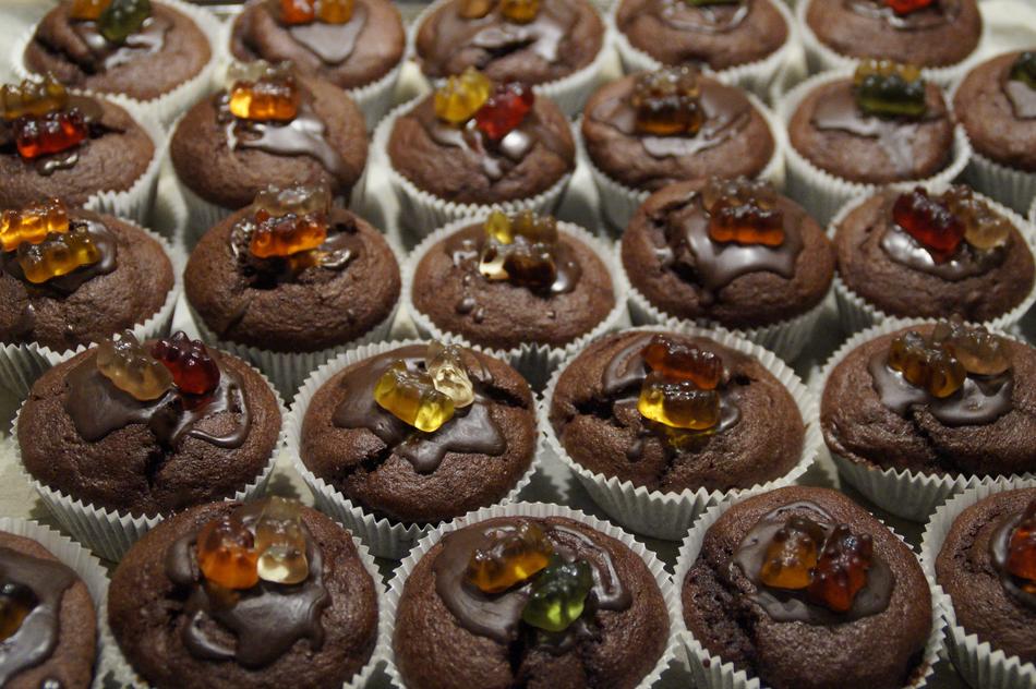 chocolate cupcakes with a pattern