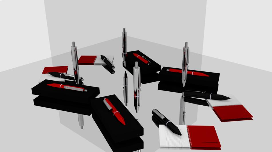 pens notepad 3d render