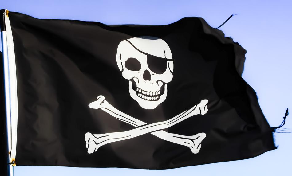 black flag with a pirate skull