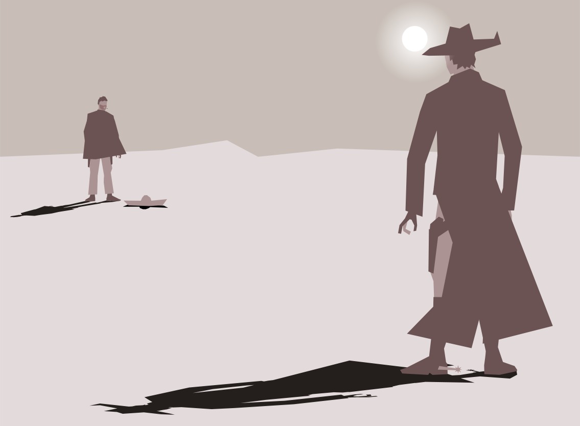 Art cartoon cowboy duel gunslinger free image download