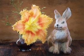 flower tulip and hare figures