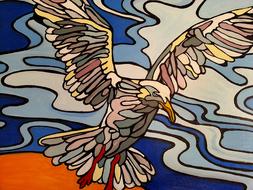 drawing of a colored seagull