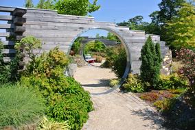 circular archway leading to the garden