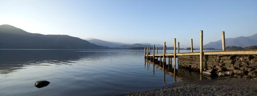beautiful scenery of the lake with the bridge