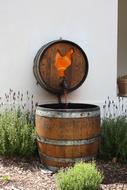wine barrel with a picture of a chicken