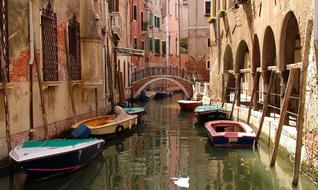 Italian canals with boats