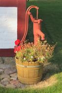 Old Water Pump Painted Maroon No