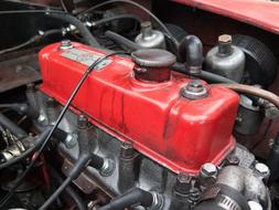 red engine motor in the car