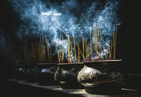 scented candles in the temple