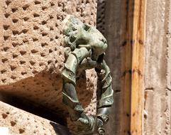 handle on the door of the old building