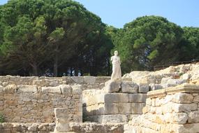 stone sculptures by the permitted pool