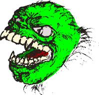 evil green monster face