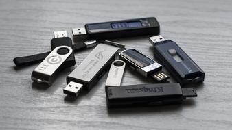 Iron thumb drives on the table