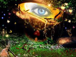 woman eye in colored patterns