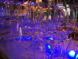 glasses on the table with lights