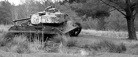 old forgotten tank in the field