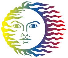 colored sun with a face
