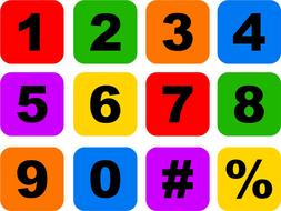 colorful number buttons