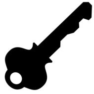 black door key on white background